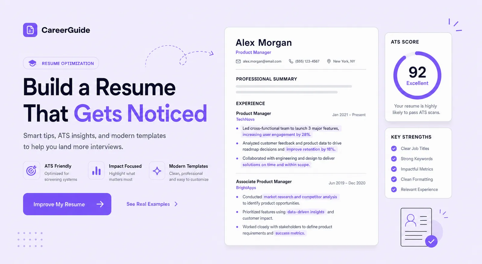 Resume writer reviewing an ATS-friendly resume format with bullet points showing measurable impact